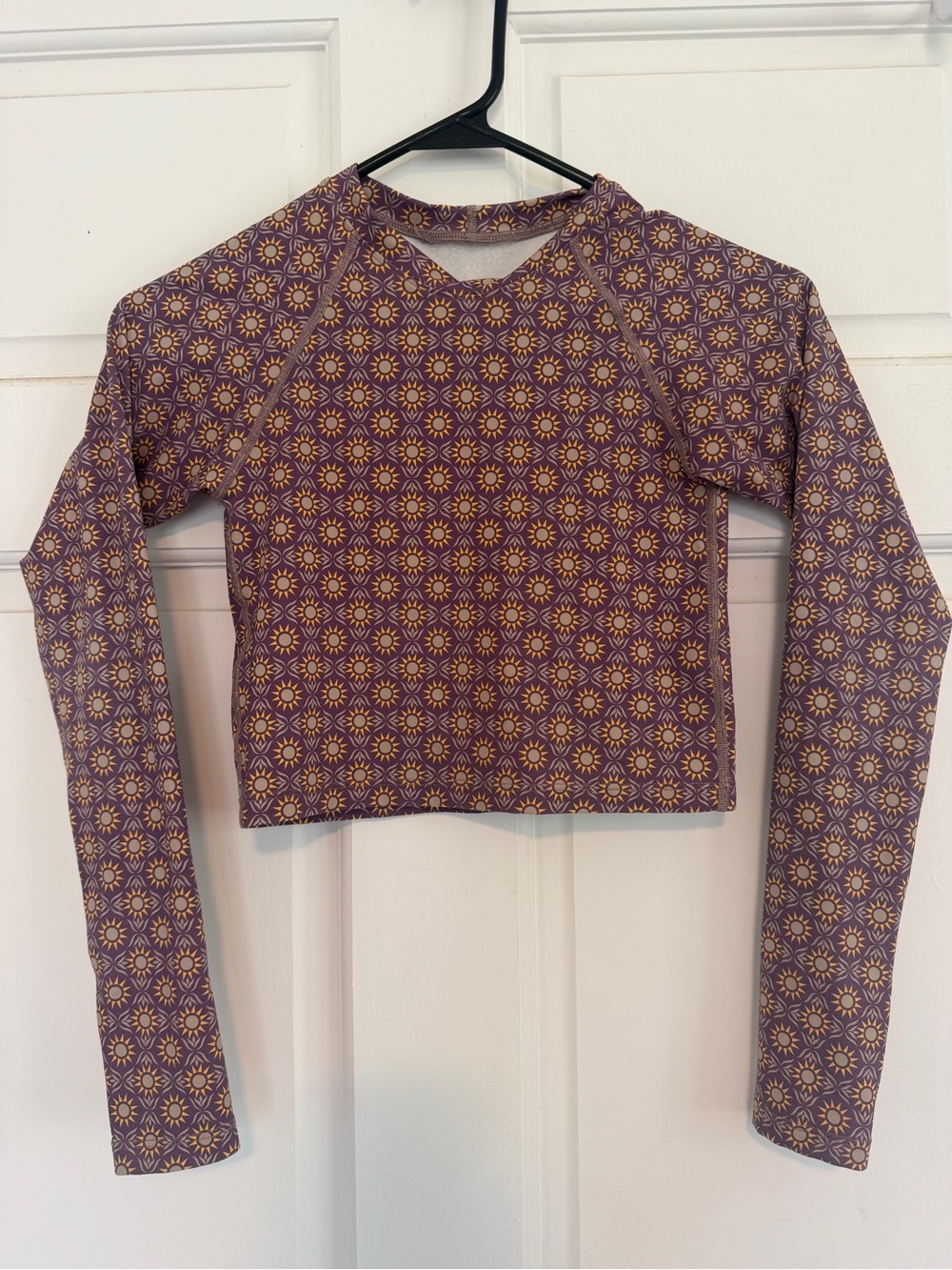 Kids Jetty Purple Sunburst Long-Sleeve Crop Top Rash Guard